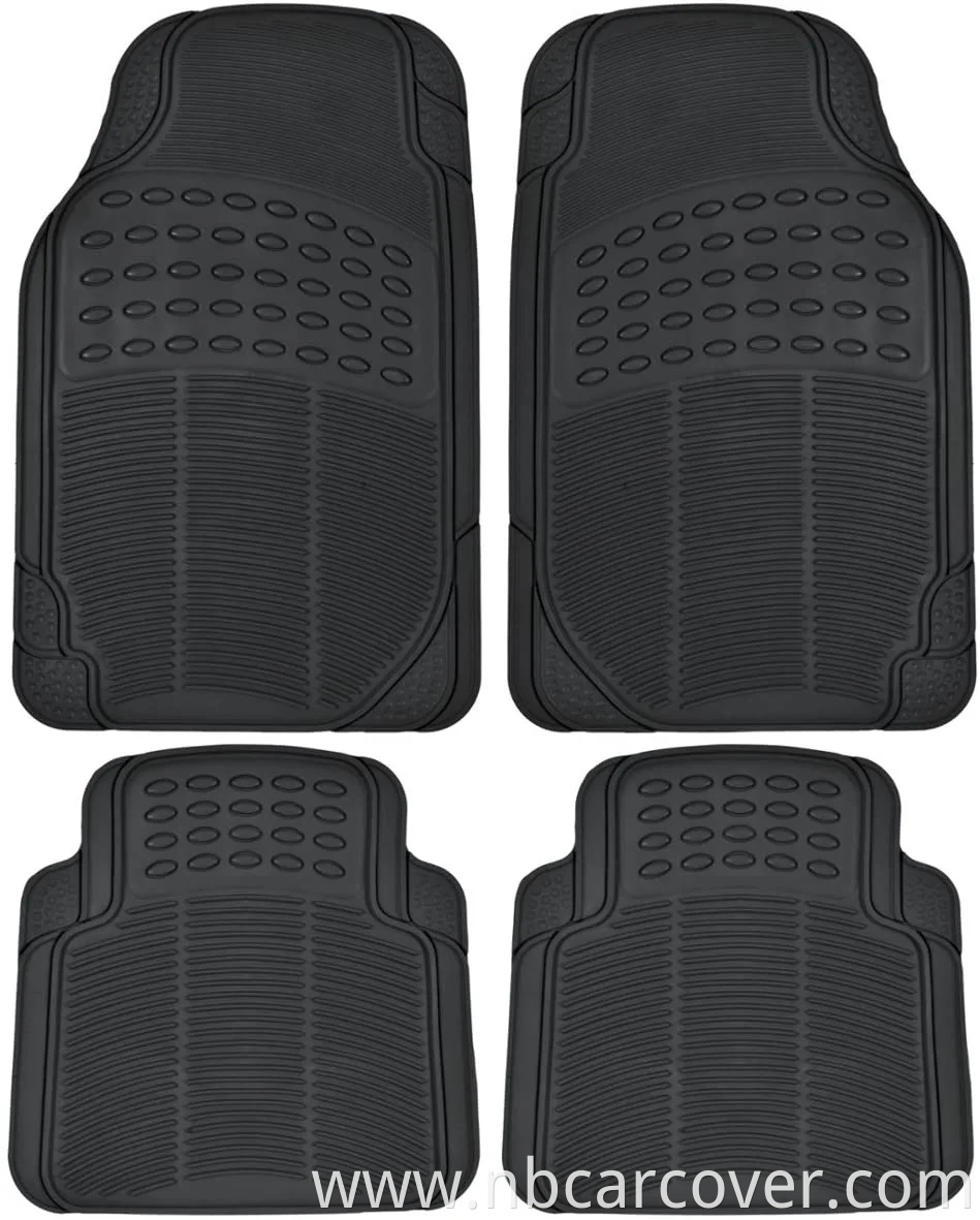 Heavy Duty 4PC Front & Rear Rubber Floor Mats for Car SUV Van & Truck - All Weather Protection Universal Fit